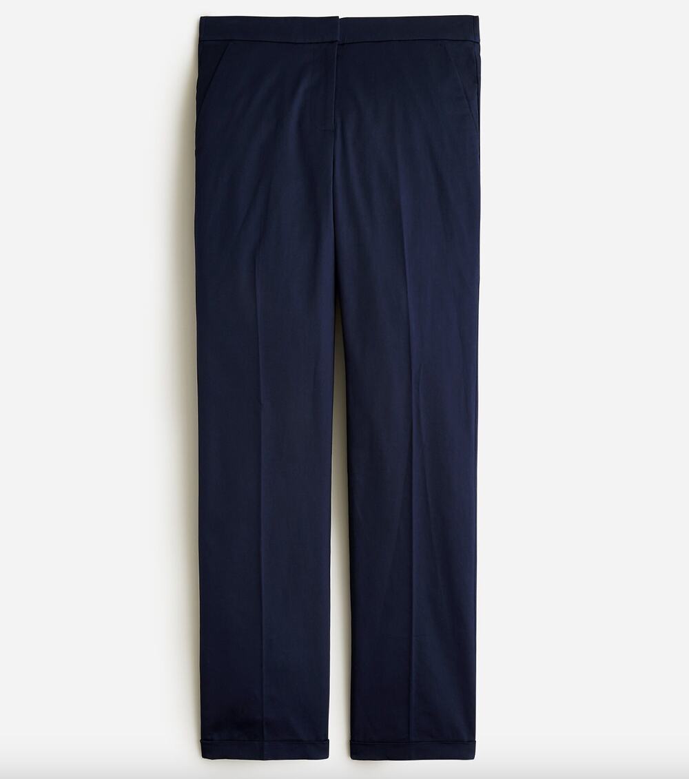 J.Crew Kate Cuffed Straight Leg Pant Lightweight Chino Cotton Navy US 14 NWT